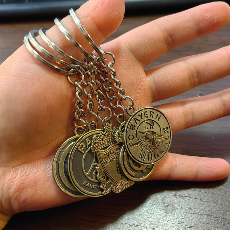 Europe's Big Five Football Leagues Bronze Keychain